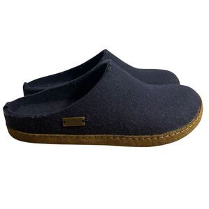 HAFLINGER Emils Slide Women’s Sz 38 US 7 Blue Felted Wool Slipper Slip On Clog